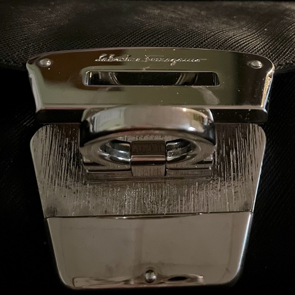 Salvatore Ferragamo Authentic Black Top Handle Bag Saffiano Leather EC - Picture 6 of 16